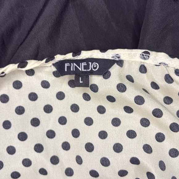 Cream and Black Polka Dot and Black Dress size large with ribbon detail - Picture 3 of 4